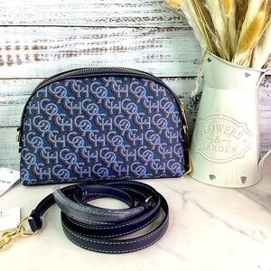 COACH MADI BLUE SMALL MONOGRAM CROSSBODY GOLD NWT‎